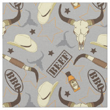 Texas Longhorn Skulls and Stetsons CHURRASCO paten