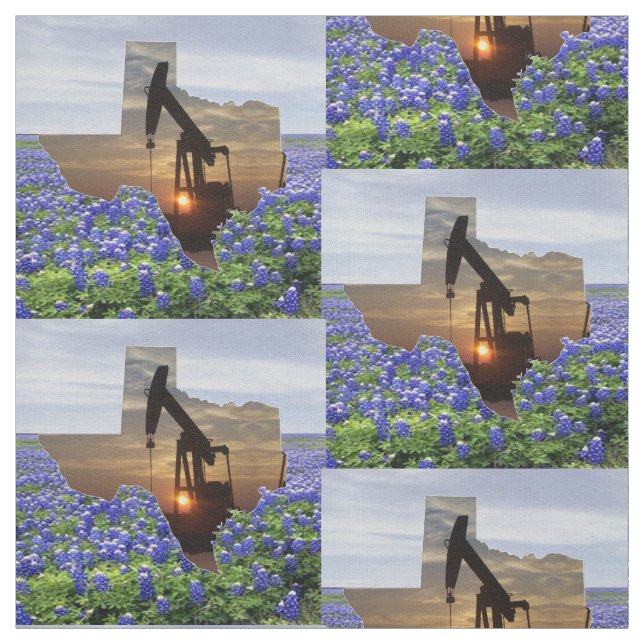 Tecido Texas Oil Pump Jack Sunset e Bluebonnets 4,5" (Modelo)
