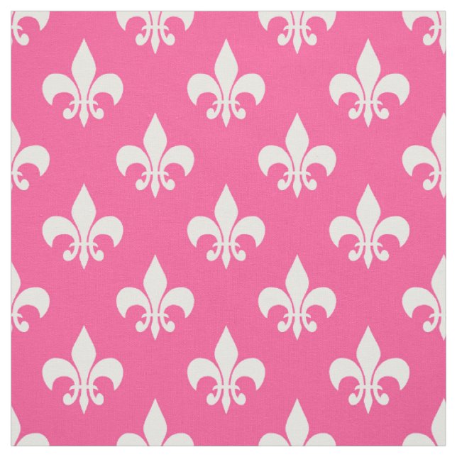 Tecido Têxtil de Flur-de-lis, de cor branca, rosa (Modelo)