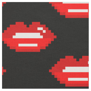 tecido têxtil de lábios de pixel vermelho padrã