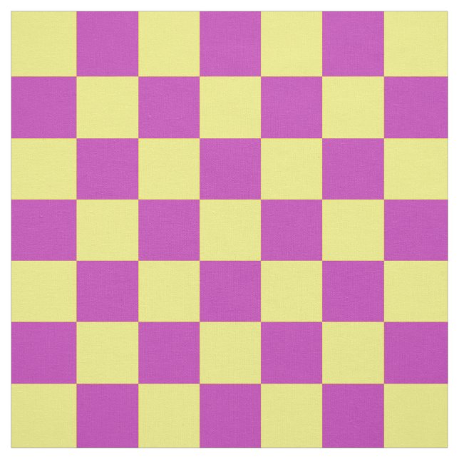 Tecido Têxtil de padrão do verificador roxo amarelo (Modelo)