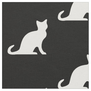 Tecido têxtil de silhueta de gato preto e branco f