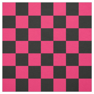 Tecido Têxtil do padrão do verificador preto rosa