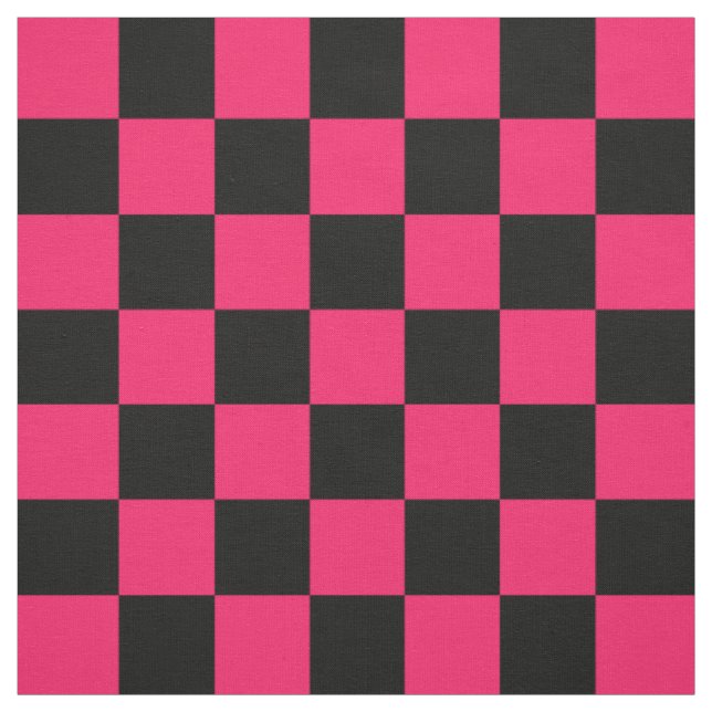 Tecido Têxtil do padrão do verificador preto rosa (Modelo)
