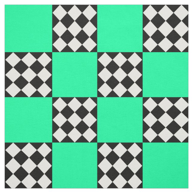 Tecido Têxtil em Forma Quadrada de Harlequin Preto Verde (Modelo)