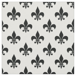 Tecido Têxtil Preto Branco Fleur-de-lis