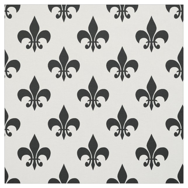 Tecido Têxtil Preto Branco Fleur-de-lis (Modelo)