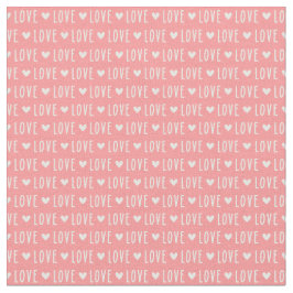 Tecido texto de amor de valentine impresso em coral