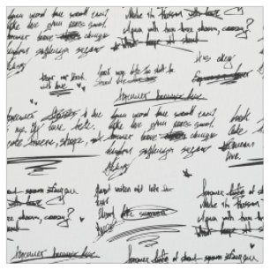Tecido texto manuscrito letra roteiro rabiscos desenhos