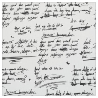 Tecido texto manuscrito letra roteiro rabiscos desenhos