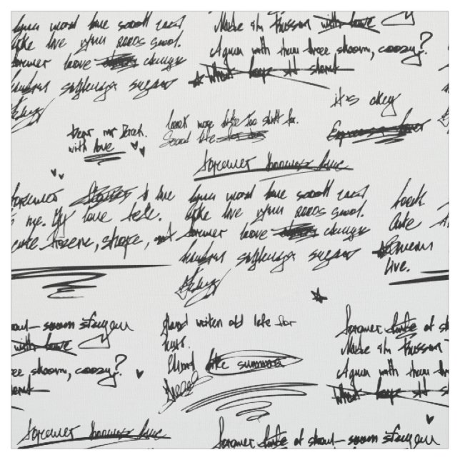 Tecido texto manuscrito letra roteiro rabiscos desenhos (Modelo)