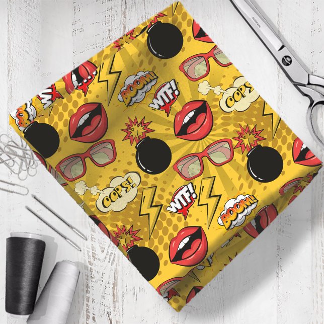 Tecido The Bomb Retro Lábios Red/Dourado ID553 (Criador carregado)