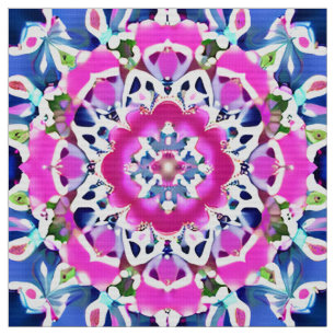 Tecido Tie Dye Mandala Padrão Denim Azul e Rosa