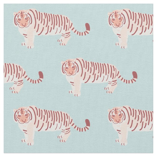 Tecido Tiger Mãe e Cub Padrão Azul Claro (Detalhe)