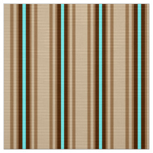 Tecido Tiras Modernas Do Século médio, Tan. Brown e Aqua