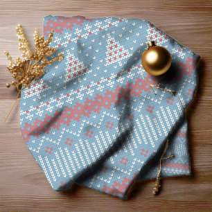 Tecido Título de 10 Árvores de Natal Knited ID208 Azul