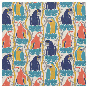 Tecido Todos Nós Podemos Fazer Macaws Tropical Bird Patte