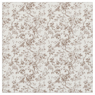 Tecido Toile castanho com Rosas e Vinhas Torcidas