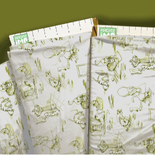 Tecido Toile De Banheiro De Gato De Gato Verde-Oliva