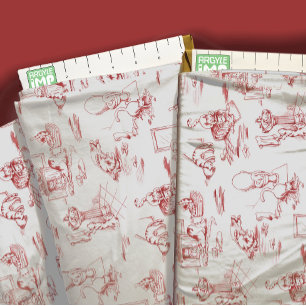 Tecido Toile de Banheiro de Gato Vermelho