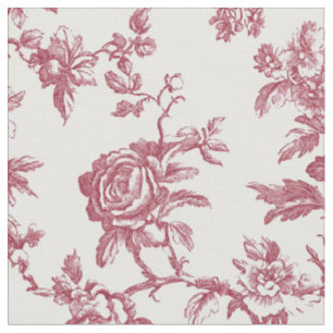 Tecido Toile de Galho de Rosa Rosa Vermelho