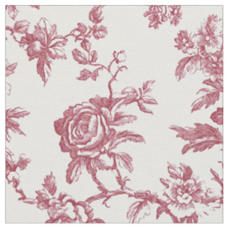 Tecido Toile de Galho de Rosa Rosa Vermelho