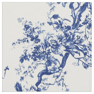 Tecido Toile de Galho Floral Azul Real