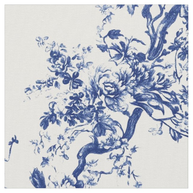 Tecido Toile de Galho Floral Azul Real (Detalhe)