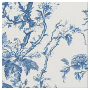 Tecido Toile de Galho Floral Azul Suave