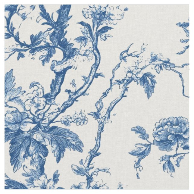 Tecido Toile de Galho Floral Azul Suave (Detalhe)