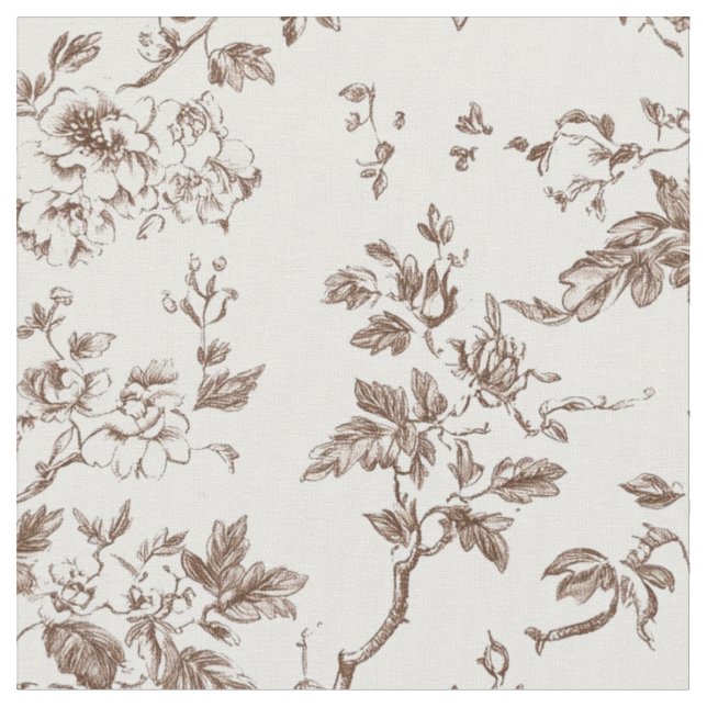 Tecido Toile de Vide Floral Marrom Suave (Detalhe)