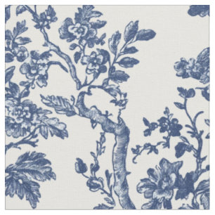 Tecido Toile de Videira Floral Azul Marinho