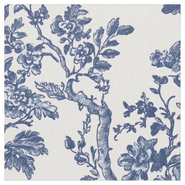 Tecido Toile de Videira Floral Azul Marinho (Detalhe)