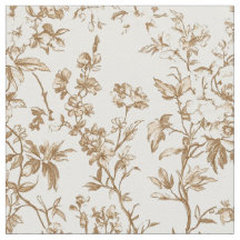 Tecido Toile de Videira Floral Bege Antigo