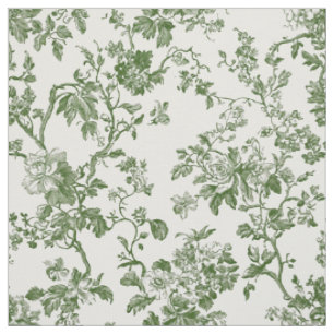 Tecido Toile Floral Antiga Verde
