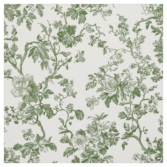 Tecido Toile Floral Antiga Verde (Modelo)