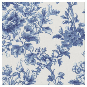 Tecido Toile Floral Botânico Azul Clássico