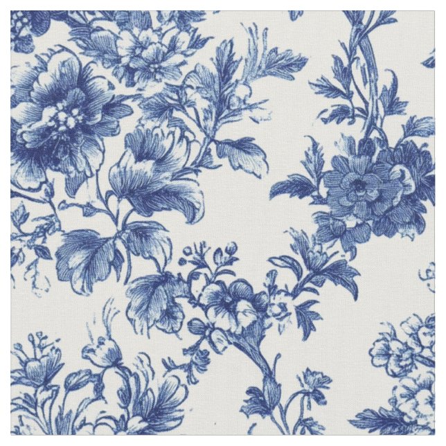 Tecido Toile Floral Botânico Azul Clássico (Detalhe)