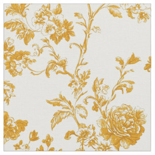Tecido Toile Floral Dourada