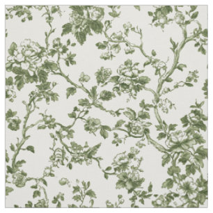 Tecido Toile Floral Verde Delicado