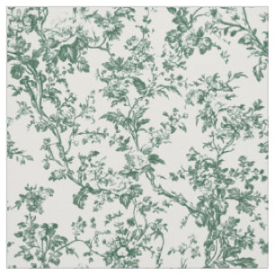 Tecido Toile Floral Verde Floresta