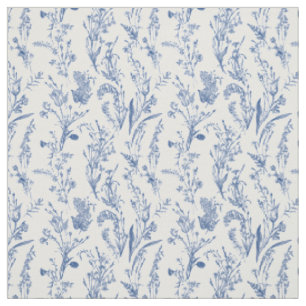 Tecido Toile Flores Silvestres Azul Floral