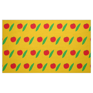 Tecido Tomate vermelho e folhas amarelas