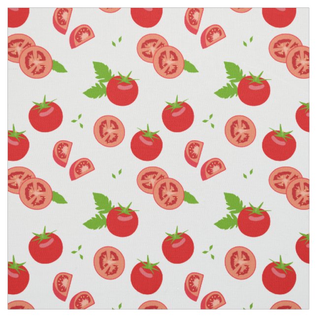 Tecido Tomates e tomate Slices Padrão em Branco (Modelo)