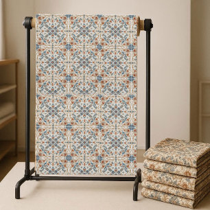 Tecido Tons Terrosos Padrão Floral Boho Minimalista Chiqu