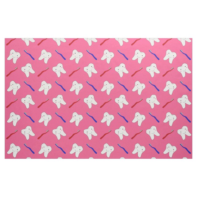 Tecido Toothburshes cor-de-rosa bonitos e teste padrão (Jarda)
