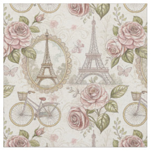 Tecido Torre Eiffel Romântica Francesa & Design Floral de