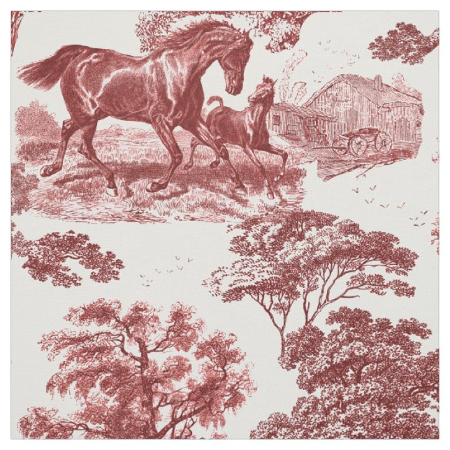 Tecido Torre Elegante Vermelho de Cavalo (Modelo)