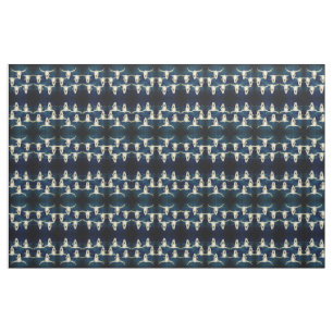 Tecido Touro Crânio Ocidental Azul Indigo Russo