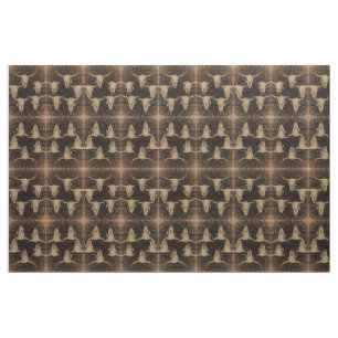 Tecido Touro Crânio Ocidental Marrom Sepia Arte Rústica